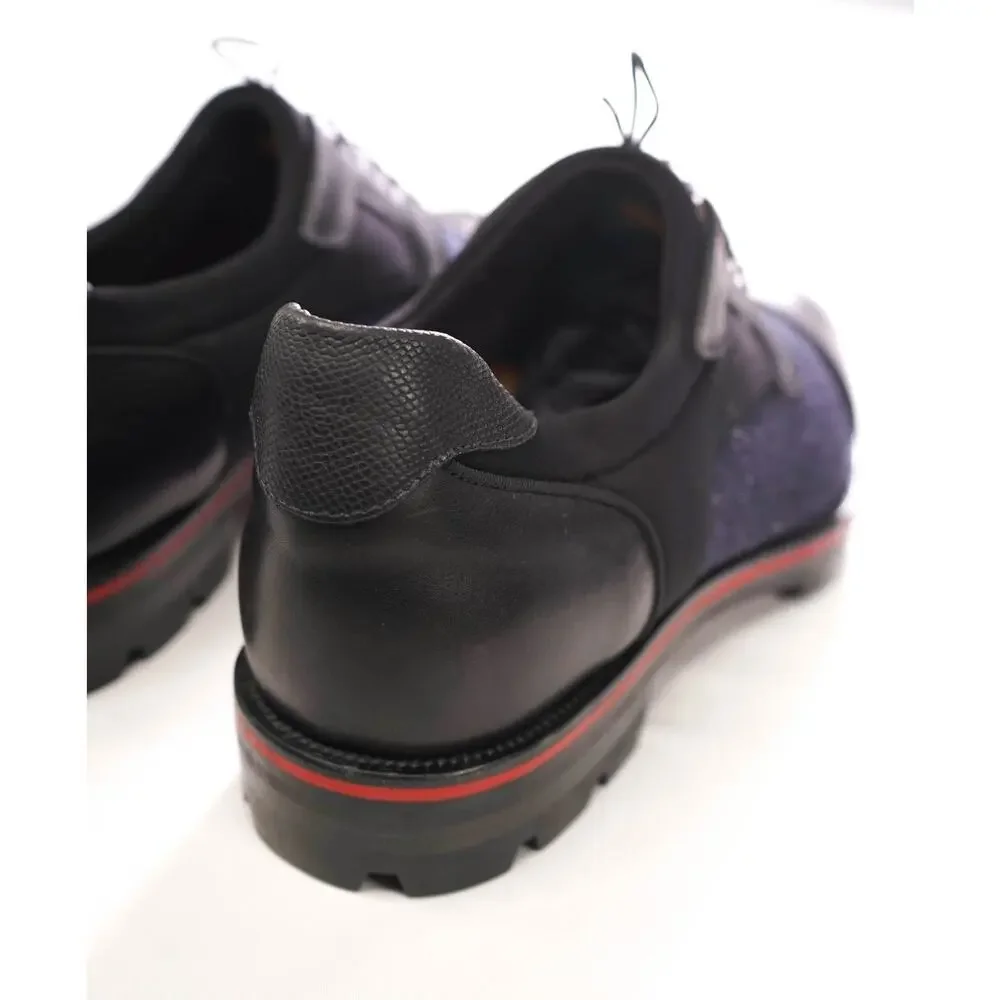 $1,095 LOUBOUTIN - Black/Navy Leather/Wool 
